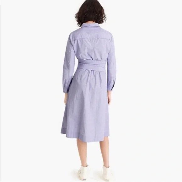 J. Crew Tie-waist shirt-dress in end-on-end cotton in PERI - Picture 3 of 7